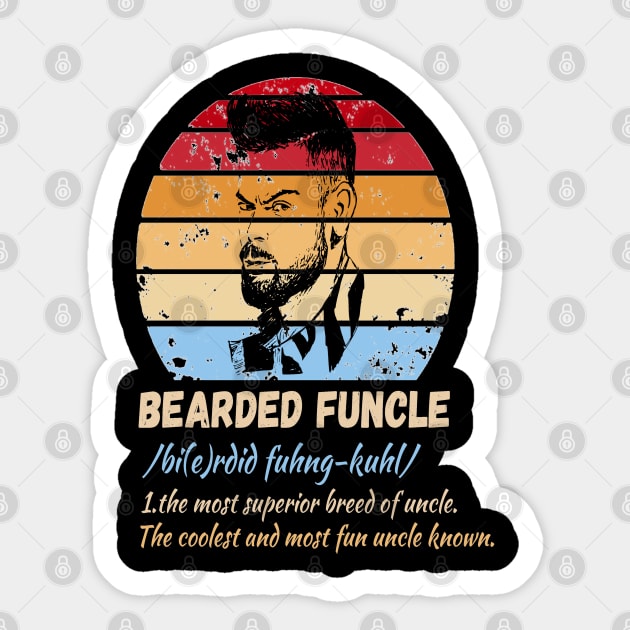 funny bearded funcle Definition Retro Sunset Sticker by JustBeSatisfied